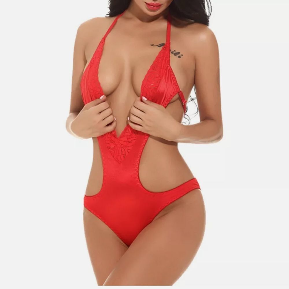 One Piece Babydoll V Neck Bodysuits Sleepwear